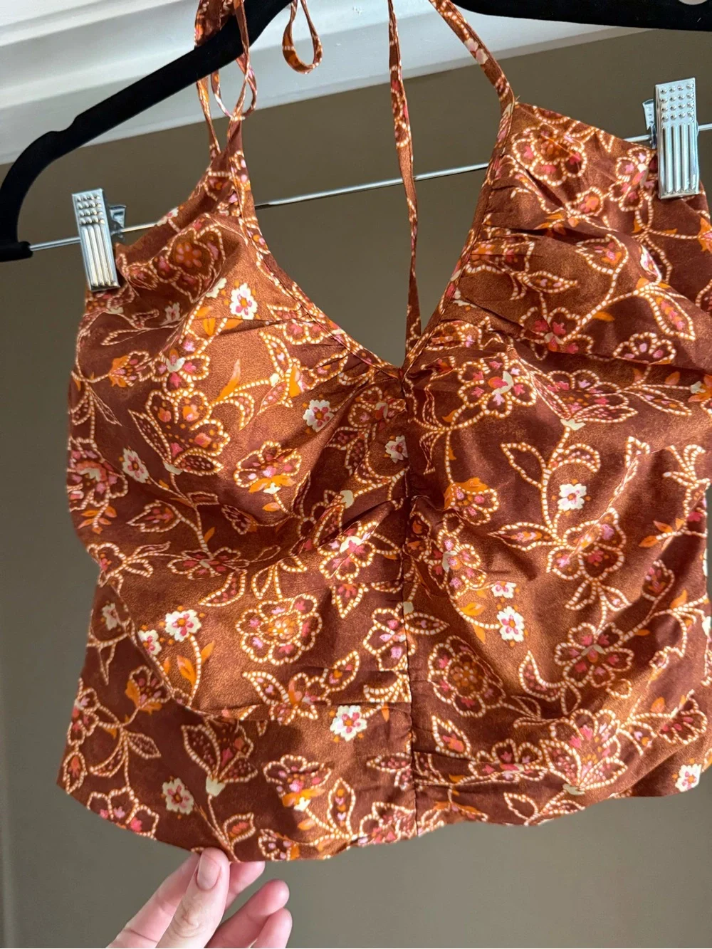 J.Crew Vintage Vines Print V-Neck Halter Top